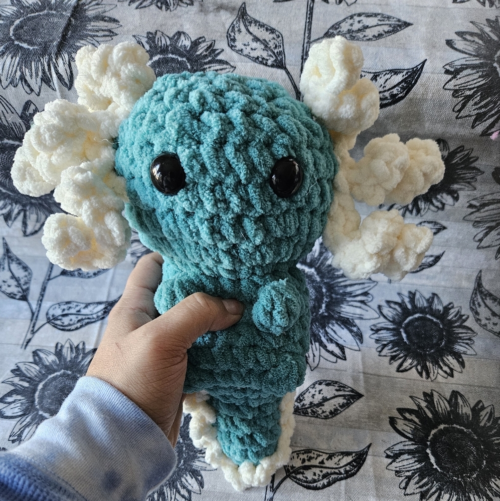 Crochet Axolotl Teal Amigurumi doll